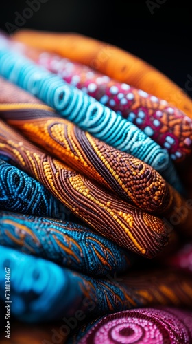 Colorful African Fabric with Geometric Patterns