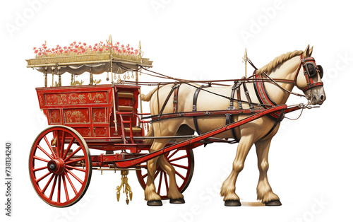 The Lone Journey of a Chinese Seed Drill Cart Isolated on Transparent Background PNG.