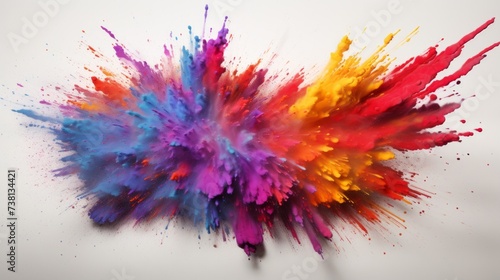 Colorful powder explosion on white background