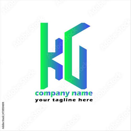 Letter KG logo icon design template elements abstract letter kg simple geometric logo vector business KG logo on white background.
