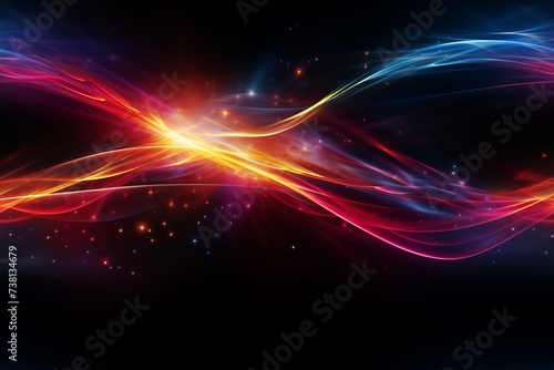 Abstract Wavy Fractal Background With Glowing Particles