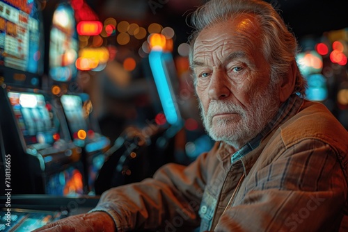 An elderly individual spends hours at the slot machines  mesmerized by the spinning reels and the chance to hit the jackpot  unaware of how much money they re spending