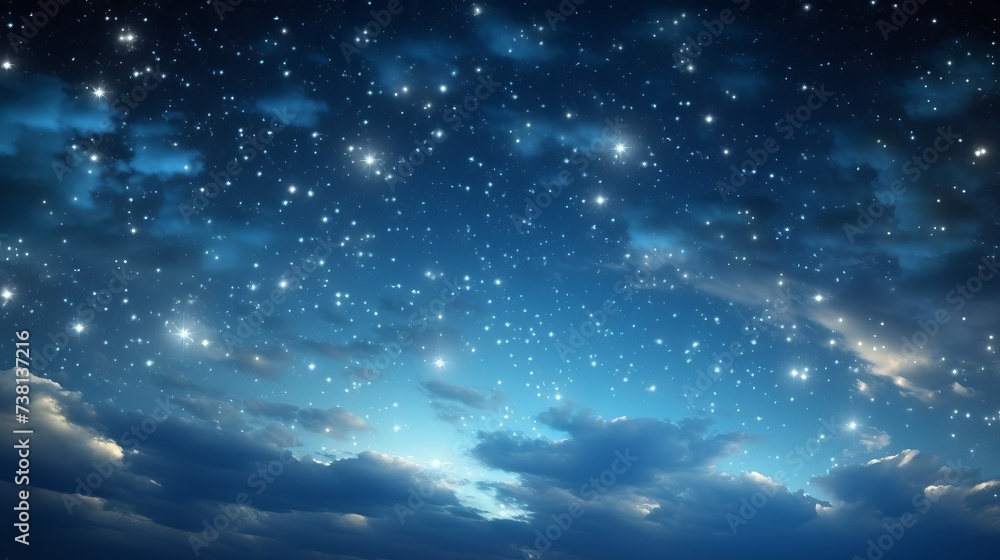 Fototapeta premium Starry Night Sky with Clouds