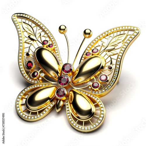 Gold butterfly with precious stones.