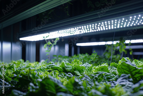 Led plant growth lamp used in Facility agriculture,Vertical agriculture,Indoor planting,Plant factory.Mimicking sunlight helps romaine lettuce to carry out photosynthesis