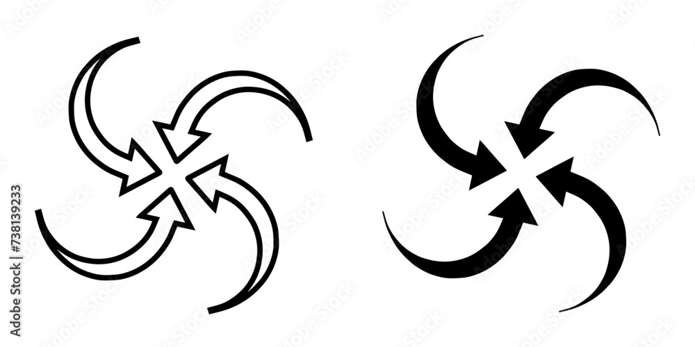 Inward arrow icon vector. Four Arrows icon sign symbol vector. Arrow pointing center vector icon illustration isolated on white background Inward arrow icon vector. Four Arrows icon sign symbol vector. Arrow pointing center vector icon illustration isolated on white background