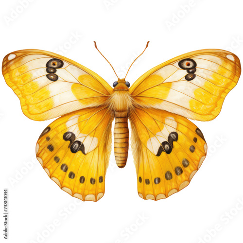 Watercolor yellow moth isolated on transparent background. Watercolor colorful butterflies illustration © juliiapanukoffa