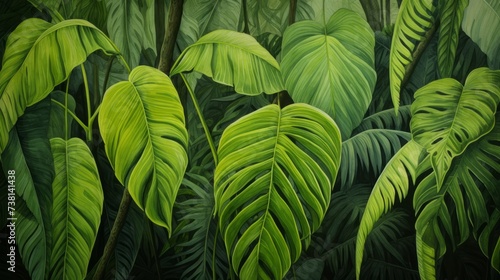 Green leaves of tropical plants