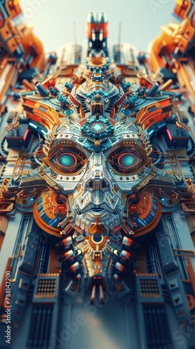 The Steampunk Robotic God s Face