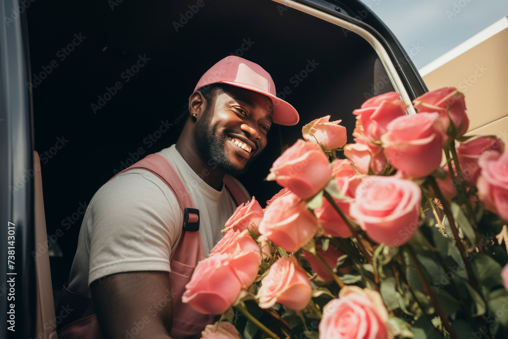Smiling Florist Delivering Roses Smiling Florist Delivering Roses