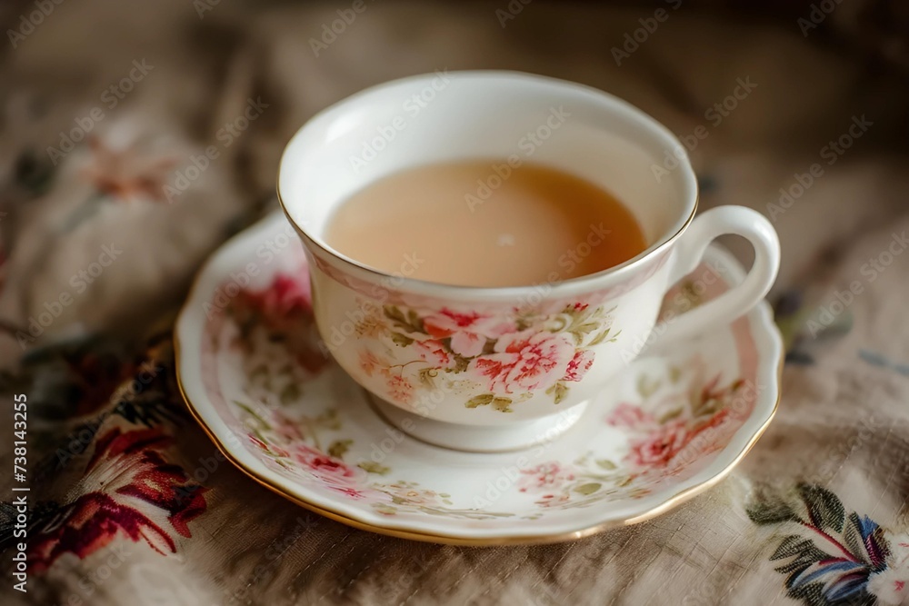Macro photograph of a British tea with milk, delicate porcelain cup, warm and comforting, stock photo aesthetic. Macro photograph of a British tea with milk, delicate porcelain cup, warm and comforting, stock photo aesthetic.