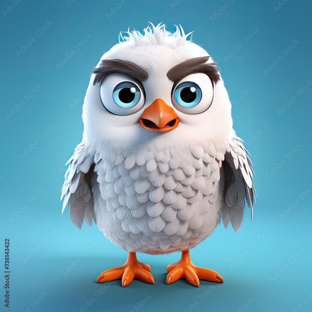 Cute Cartoon Seagull with Big Eyes Cute Cartoon Seagull with Big Eyes