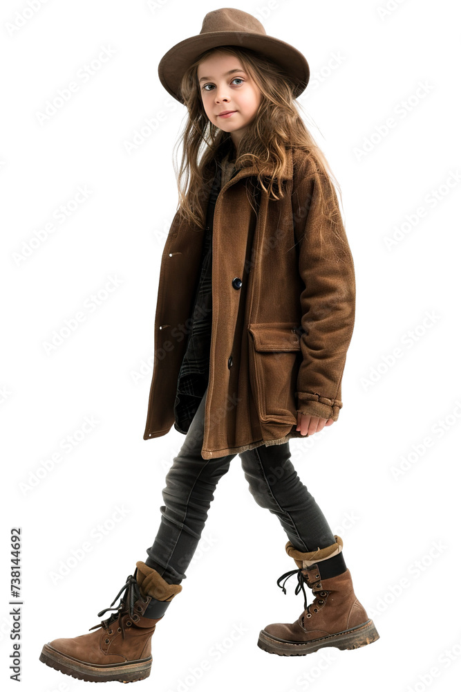 portrait of a young girl with fashion clothes walking isolated on white background portrait of a young girl with fashion clothes walking isolated on white background