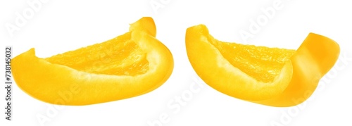 Slice of yellow sweet bell pepper isolated on white background