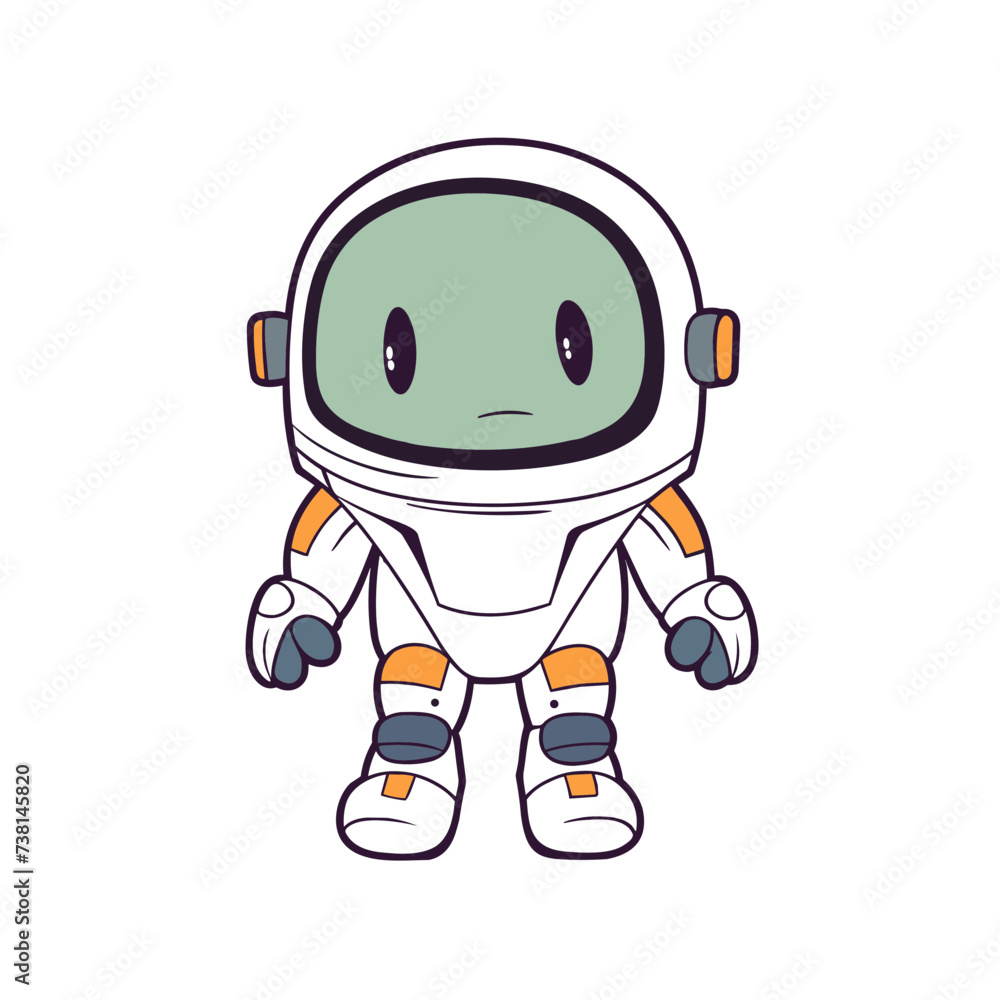 cartoon alien android, robot or astronaut  vector illustration isolated transparent background logo, cut out or cutout t-shirt print design