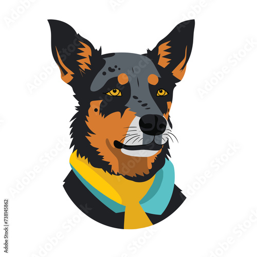 head of dog with a scarf vector illustration isolated transparent background logo, cut out or cutout t-shirt print design