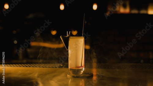 Elegant cocktail on bar with decoration