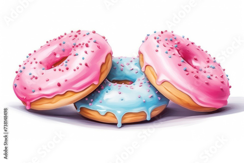 Delicious Glazed Donut on Colorful Background with Sprinkles and Icing