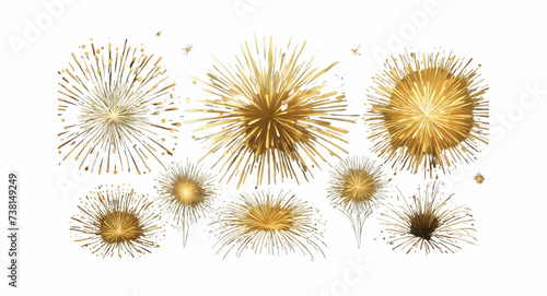 seeds isolated on white background, Fireworks explosion vector set. Gold fireworks on isolated background
