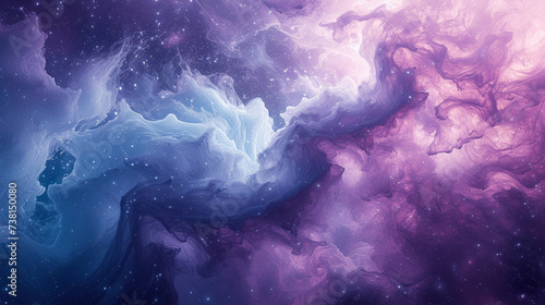 Vivid splashes of cosmic violet, silver starlight, and nebula blue converging in a cosmic dance on a pristine marble canvas, crafting a mesmerizing abstract universe.