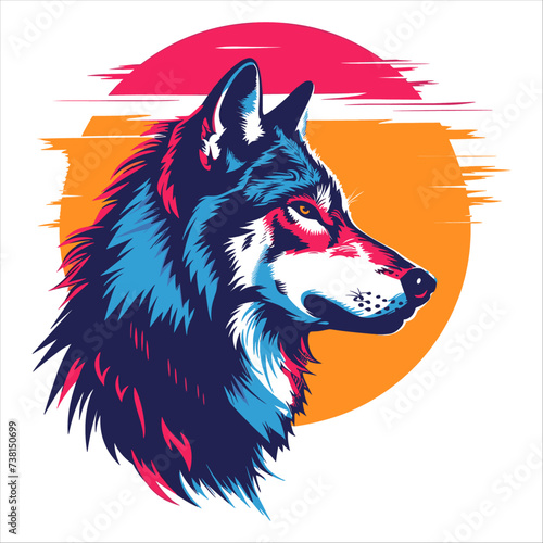 Wolf vector illustration, generative ai, isolated on a white background.