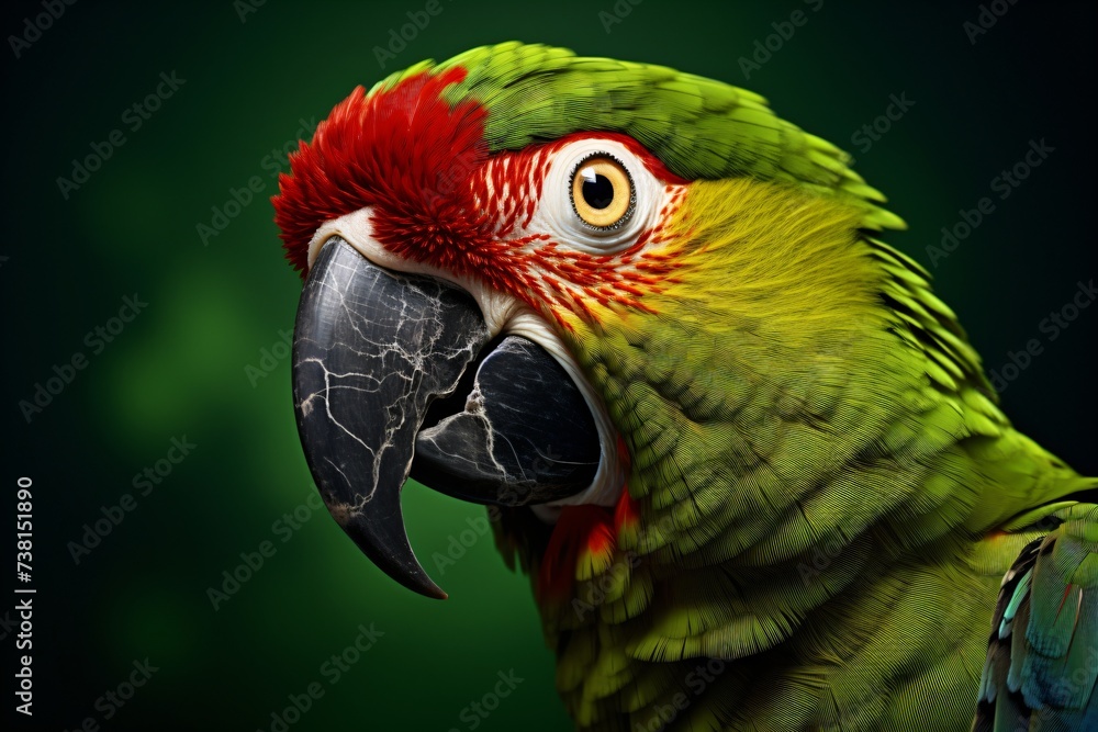 Closeup of a beautiful green and tropical parrot Closeup of a beautiful green and tropical parrot