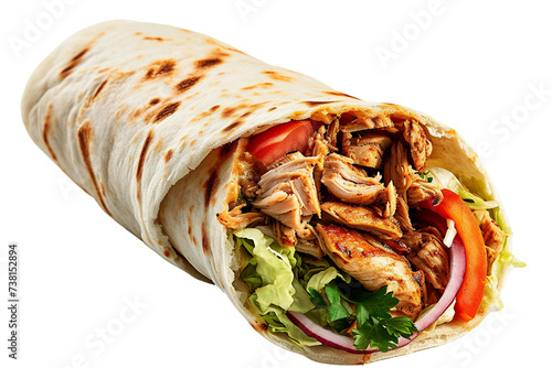 Chicken Shawarma Wrap isolated on transparent or white background, png