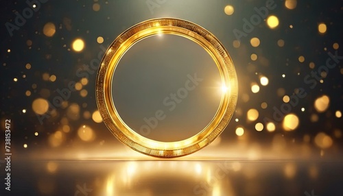 a blank golden circle lights shine mockup against a pristine blank background, a shimmering spectacle, golden font letter photo