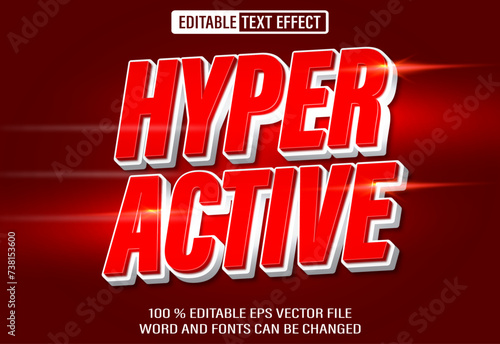 Editable 3d text style effect - Hyper Active text effect Template