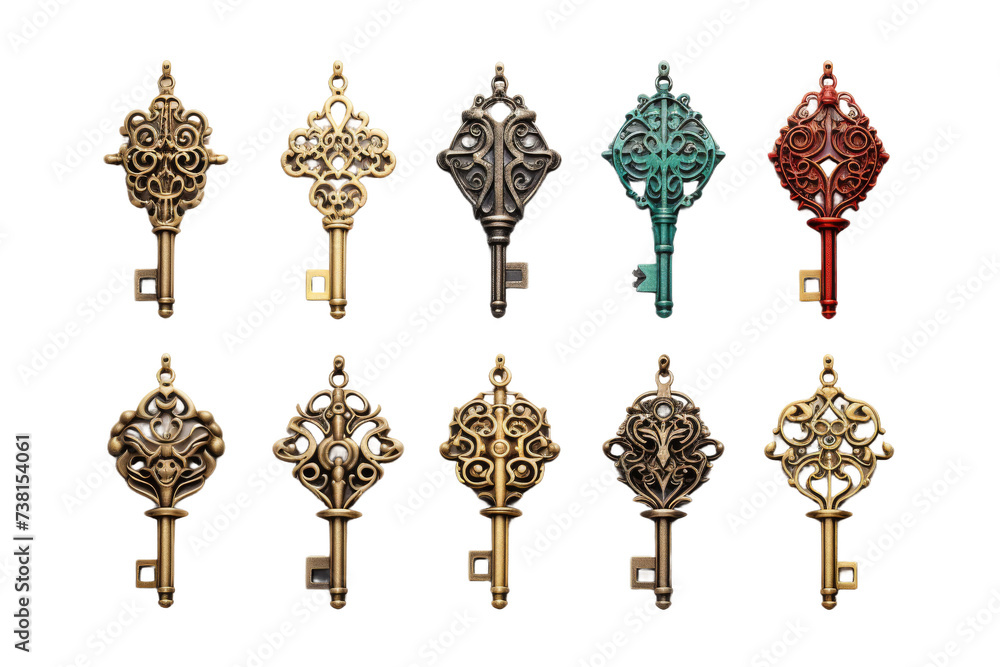 Assorted Colored Keys A Vibrant Collection. A photo showcasing a diverse array of keys in different colors, creating a visually striking and colorful composition.