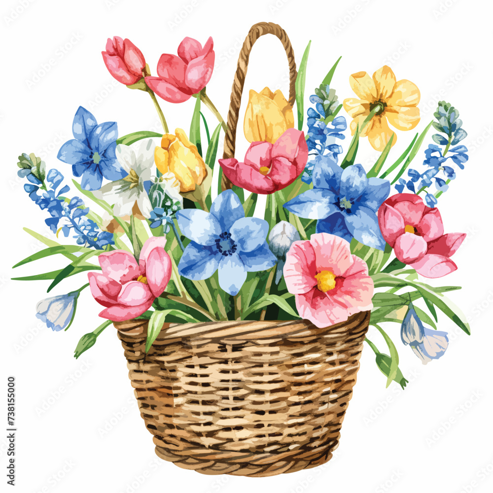 Watercolor of bouquet Colorful spring