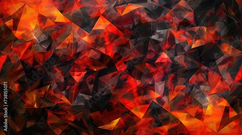 Fiery red brown burnt orange copper black abstract background. Geometric shape. Color gradient.