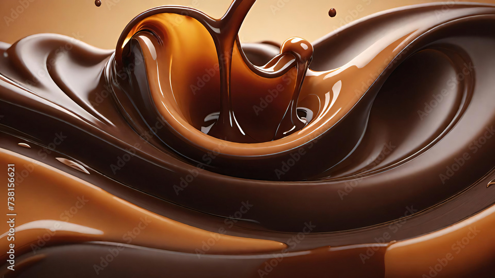 Close-up view of fluid chocolate and caramel Close-up view of fluid chocolate and caramel