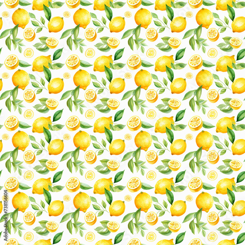 Fototapeta Naklejka Na Ścianę i Meble -  seamless watercolour lemon pattern