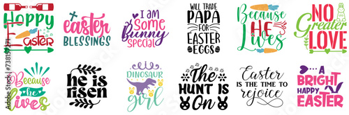 Cute Easter Sunday Trendy Retro Style Illustration Set Vector Illustration for Greeting Card, T-Shirt Design, Infographic