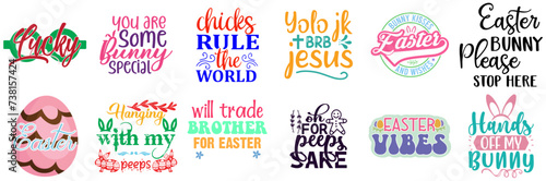Modern Easter Sunday Hand Lettering Collection Vector Illustration for Poster, Printing Press, Wrapping Paper