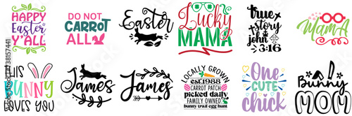 Creative Easter and Spring Calligraphic Lettering Bundle Vector Illustration for Holiday Cards, Printable, Announcement