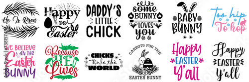 Simple Easter Day Inscription Set Vector Illustration for Social Media Post, Decal, Mug Design