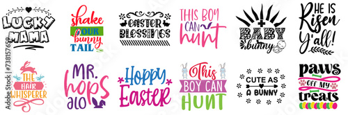 Elegant Easter and Spring Calligraphic Lettering Collection Vector Illustration for Banner, Bookmark, Logo