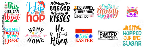 Minimalist Easter and Holiday Typography Set Vector Illustration for Printing Press, Social Media Post, Vouchers