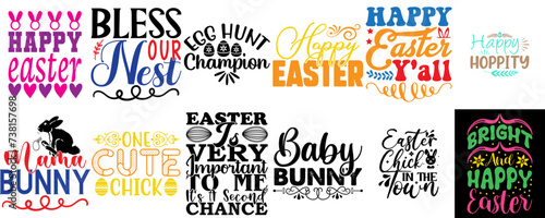 Modern Easter Day Invitation Set Vector Illustration for Sticker, Book Cover, Banner