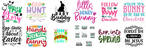 Vibrant Easter Sunday Hand Lettering Bundle Vector Illustration for Flyer, Stationery, Holiday Cards