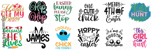 Decorative Easter and Holiday Calligraphy Bundle Vector Illustration for Banner, Flyer, Bookmark