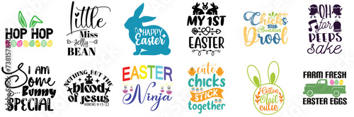 Minimal Easter Trendy Retro Style Illustration Set Vector Illustration for Holiday Cards, Bookmark, Logo