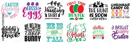 Decorative Easter and Holiday Hand Lettering Bundle Vector Illustration for Postcard, Book Cover, Printing Press