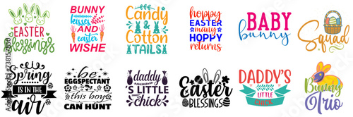 Decorative Easter Day Hand Lettering Collection Vector Illustration for Bookmark, Infographic, Postcard