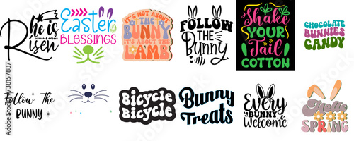 Colourful Easter Phrase Collection Vector Illustration for T-Shirt Design, Icon, Logo