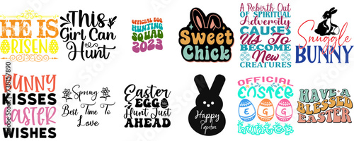 Simple Easter Sunday Hand Lettering Collection Vector Illustration for Printing Press, Packaging, Announcement