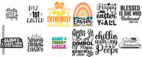 Creative Easter Sunday Typographic Emblems Bundle Vector Illustration for Stationery, Wrapping Paper, Motion Graphics