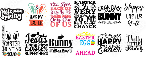 Colourful Easter Quotes Set Vector Illustration for Magazine, Icon, Newsletter